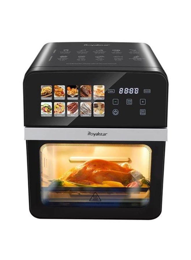 رويال ستار فرن قلاية هوائية رقمي بقوة 1800 واط، سعة كبيرة 12 لتر، 10 وظائف طهي في جهاز واحد مع دوران هواء سريع بزاوية 360 درجة، شاشة لمس LCD، تحكم في درجة الحرارة من 120 إلى 400 درجة فهرنهايت، للخبز والتحميص والتجفيف. - Image 1